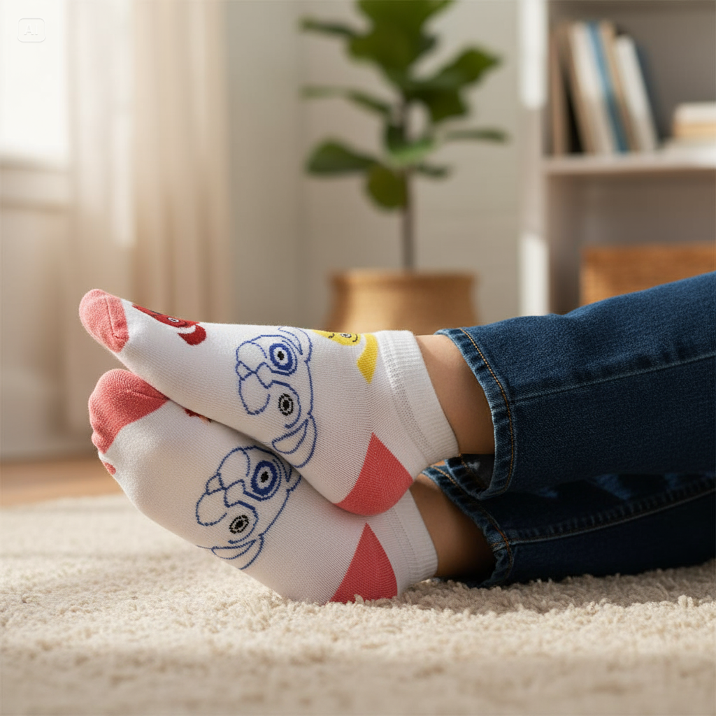 Louluu unisex cotton low cut socks — lifestyle on feet