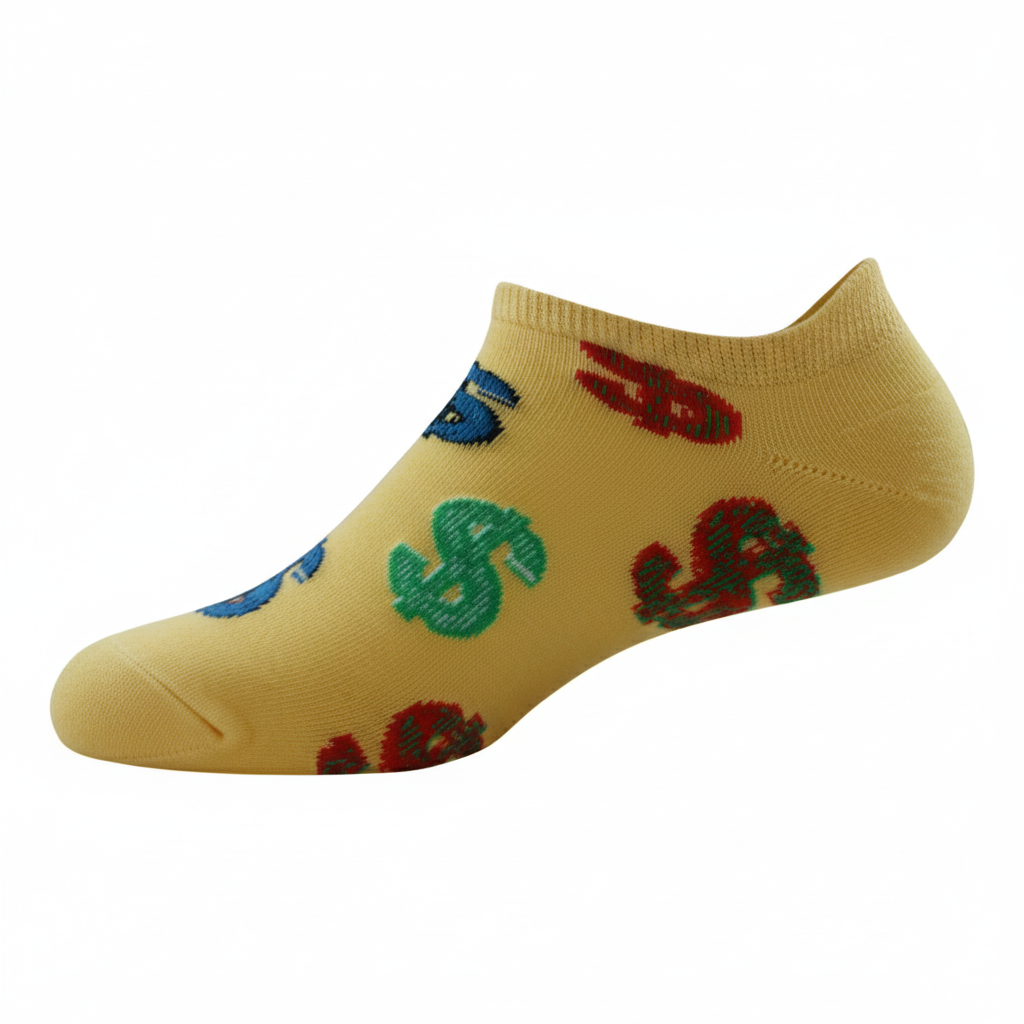 Louluu unisex cotton Dollar low cut socks — side profile view, breathable &amp; comfortable | Louluu
