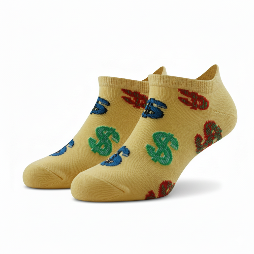 Louluu unisex cotton Dollar low cut socks — seamless — front view | Louluu