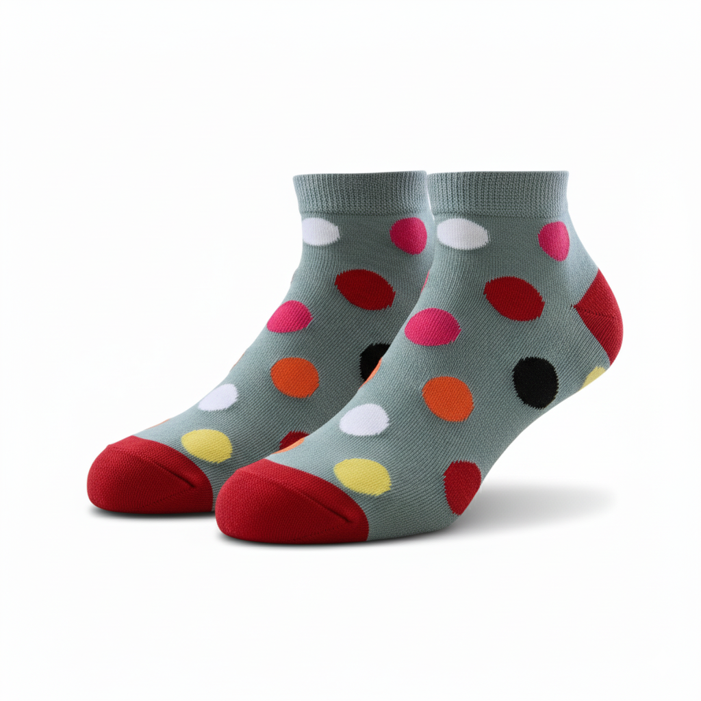 Louluu unisex cotton Dot low cut socks — seamless — front view | Louluu