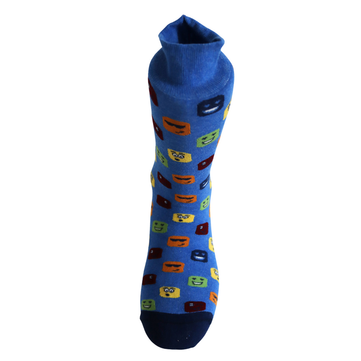 Louluu Men Mood Blue Colour Crew Socks