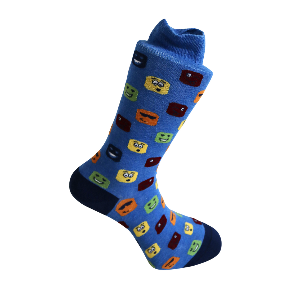Louluu Men Mood Blue Colour Crew Socks