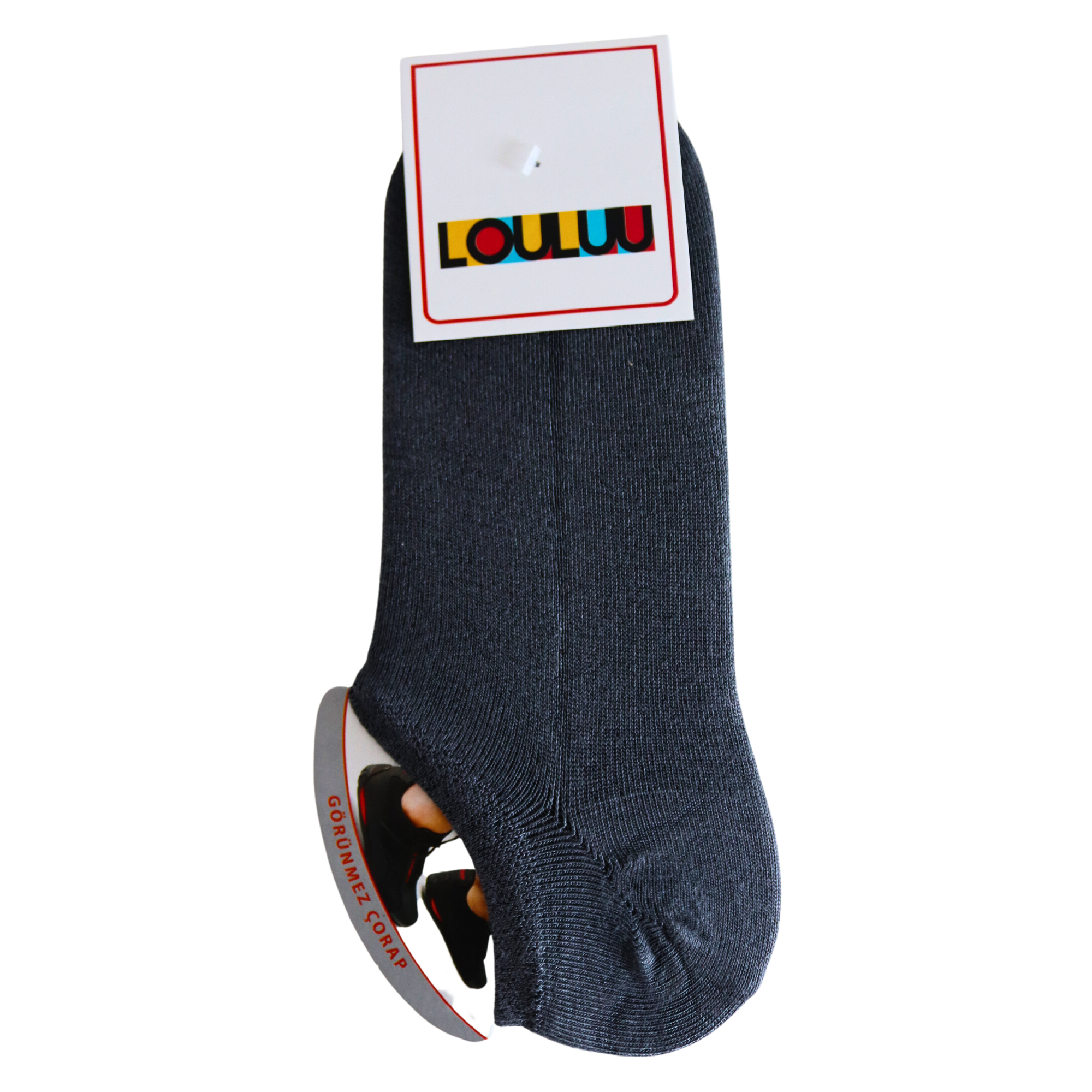 Louluu Men Grey Color Sneaker Socks