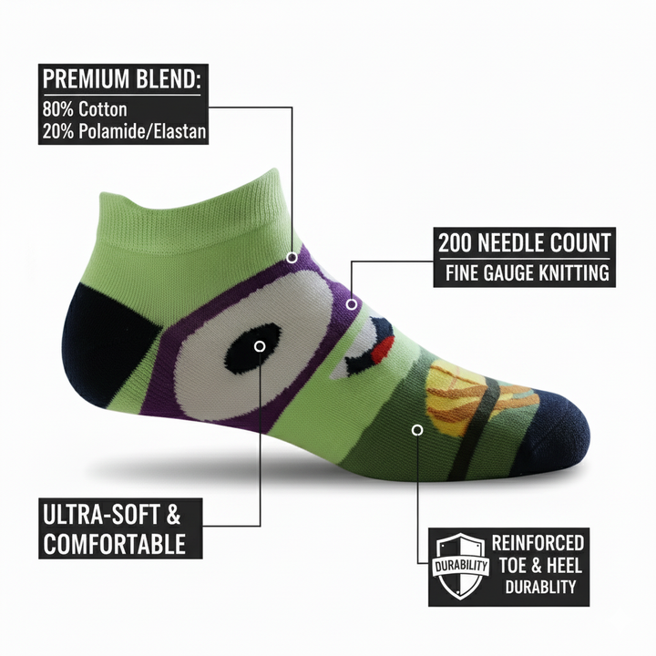 Louluu unisex cotton low cut socks — close-up of fabric texture, UK sizes available at Louluu