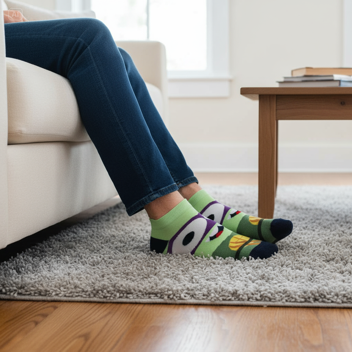 Louluu unisex cotton low cut socks — lifestyle on feet
