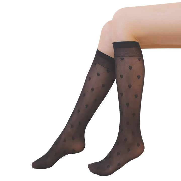 Daymod Heart Knee Highs Socks | Fashiontight UK