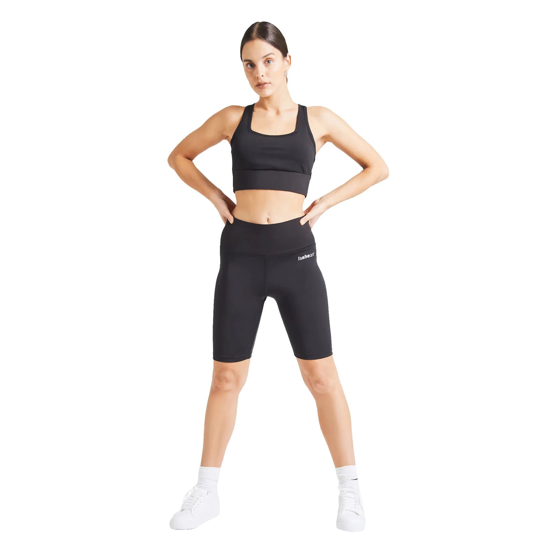 Fashion Tight Black Basic High Waisted Sports Shorts | Fashiontight UK