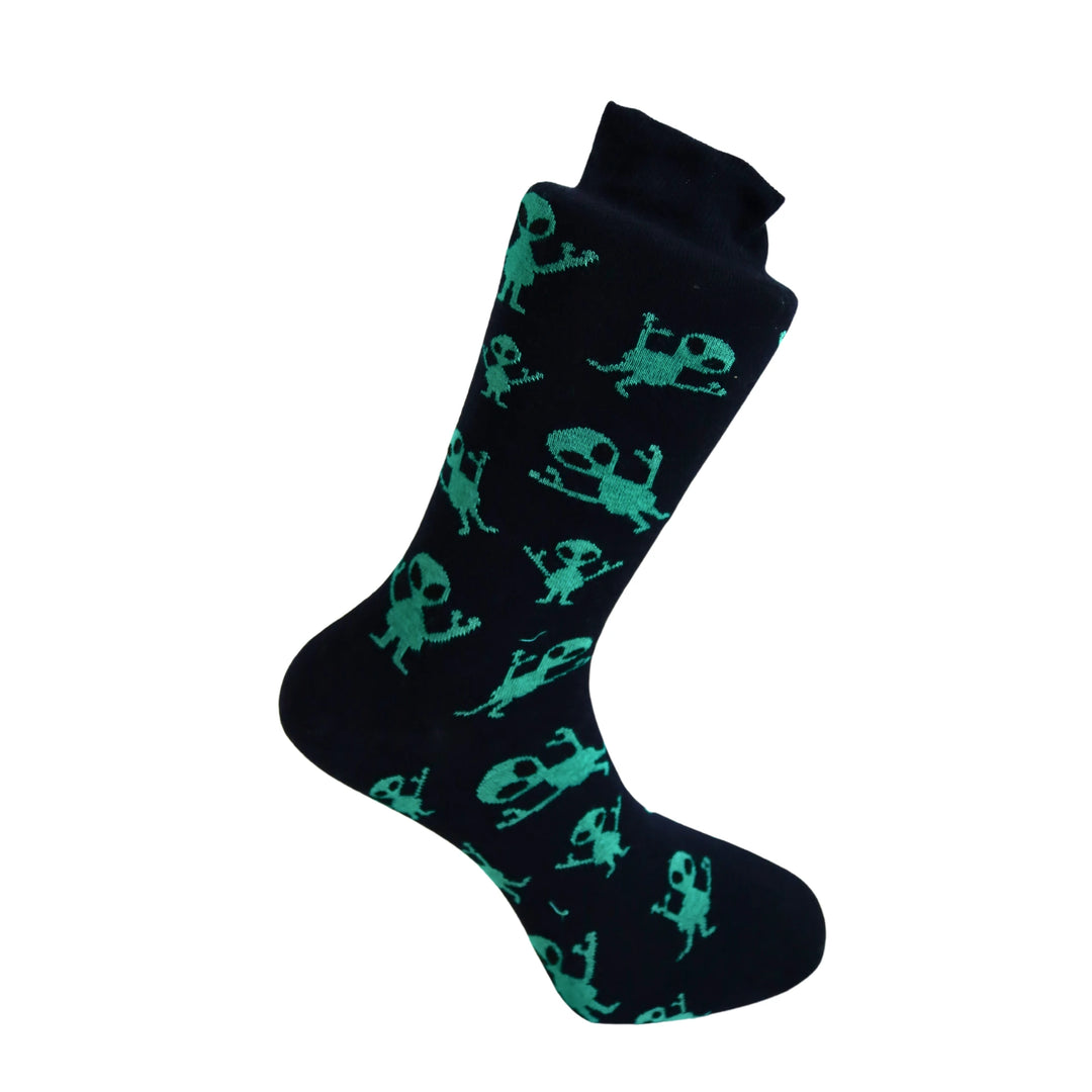 Louluu Men Alien Black Colour Crew Socks | Fashiontight UK