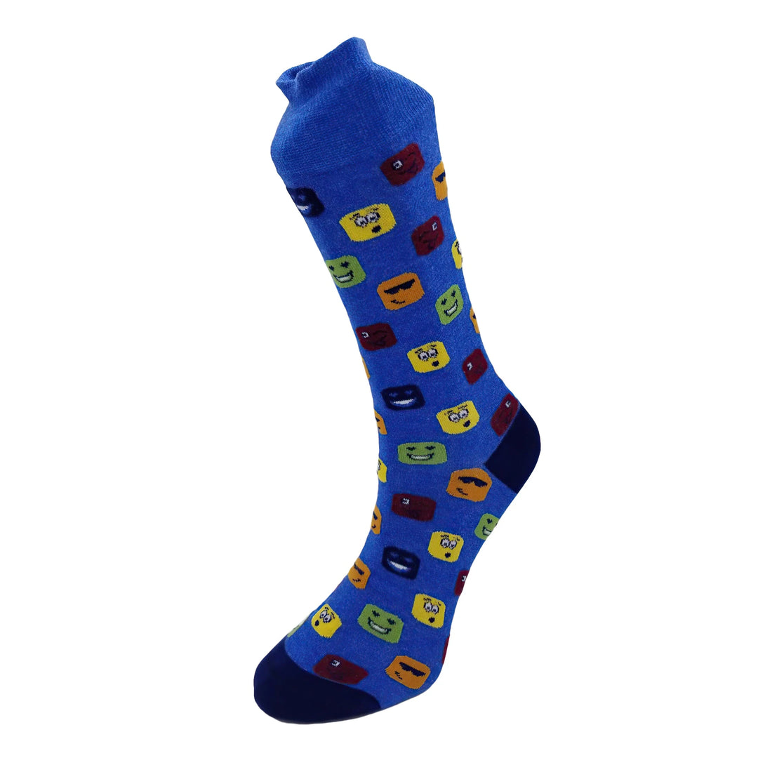 Louluu Men Mood Blue Colour Crew Socks | Fashiontight UK