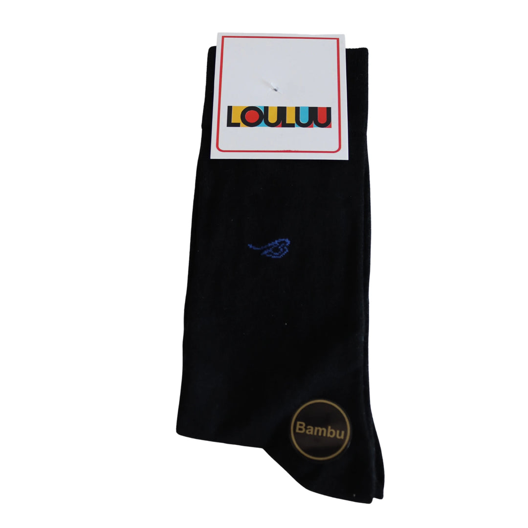 Louluu Men Plain Black Colour Bamboo Socks | Fashiontight UK