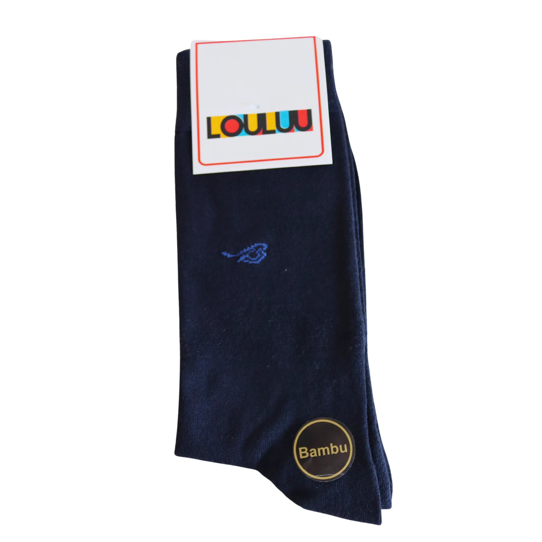 Louluu Men Plain Dark Blue Colour Bamboo Socks | Fashiontight UK