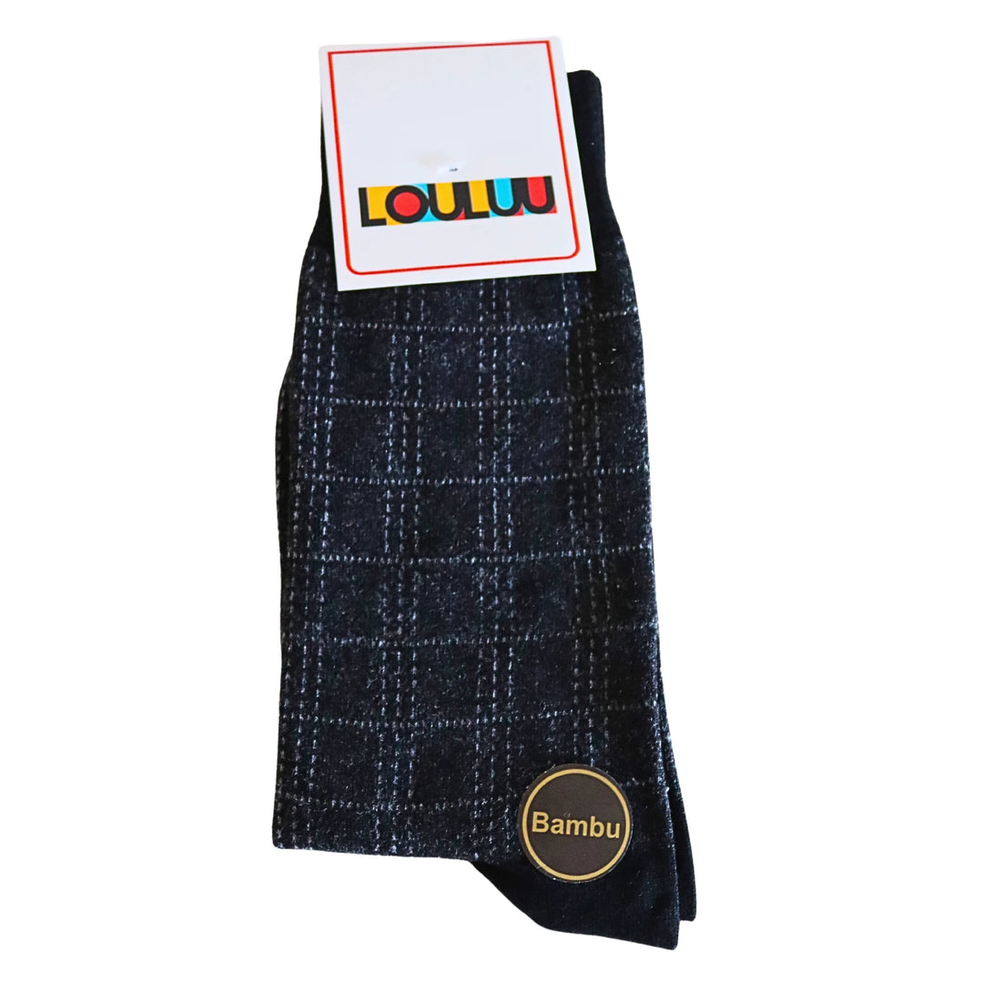 Louluu Men Quad Black Colour Bamboo Socks | Fashiontight UK