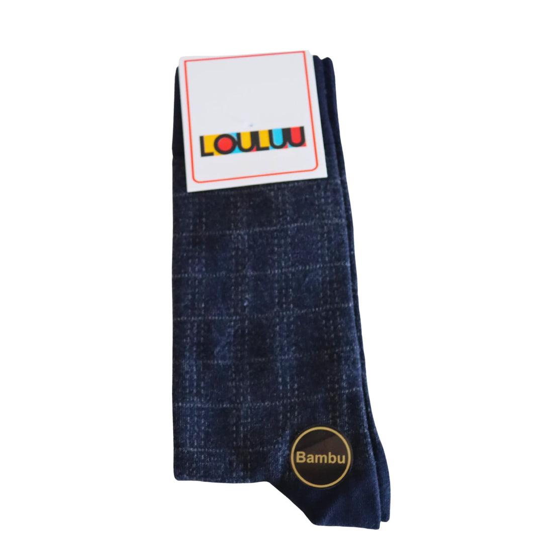 Louluu Men Quad Dark Blue Colour Bamboo Socks | Fashiontight UK