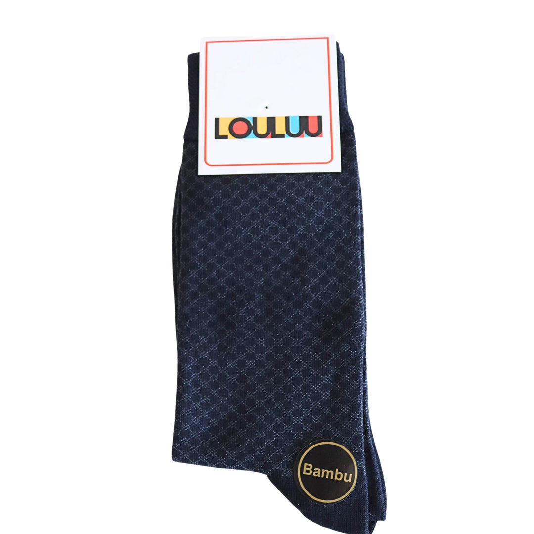 Louluu Men Roan Dark Blue Colour Bamboo Socks | Fashiontight UK