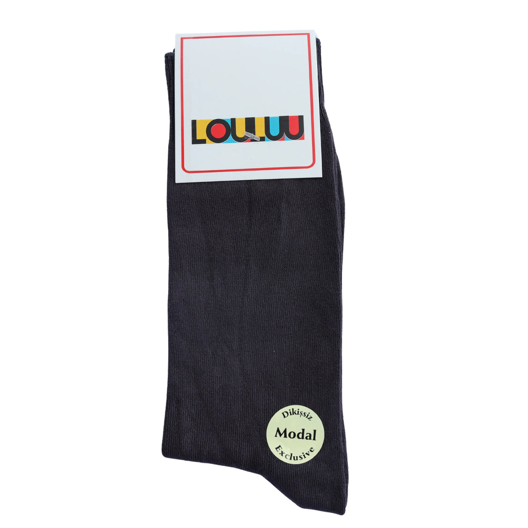 Louluu Men Smoke Grey Colour Bamboo Socks | Fashiontight UK