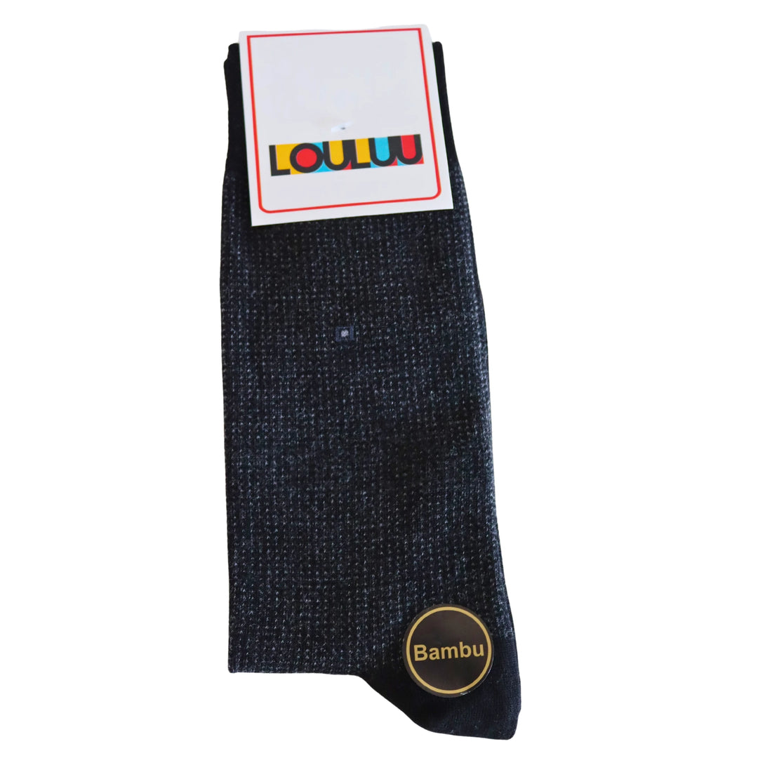 Louluu Men Wave Black Colour Bamboo Socks | Fashiontight UK