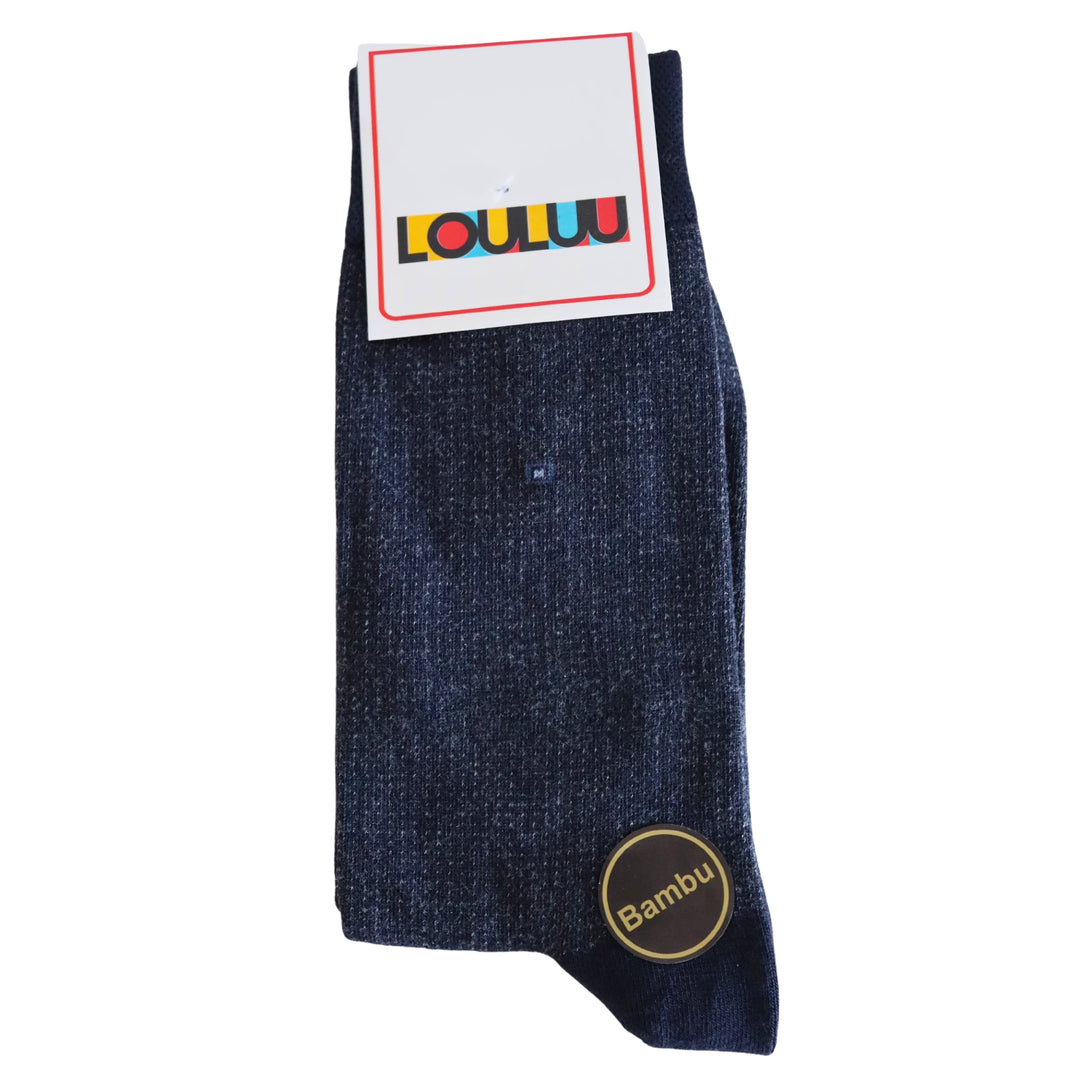 Louluu Men Wave Dark Blue Colour Bamboo Socks | Fashiontight UK