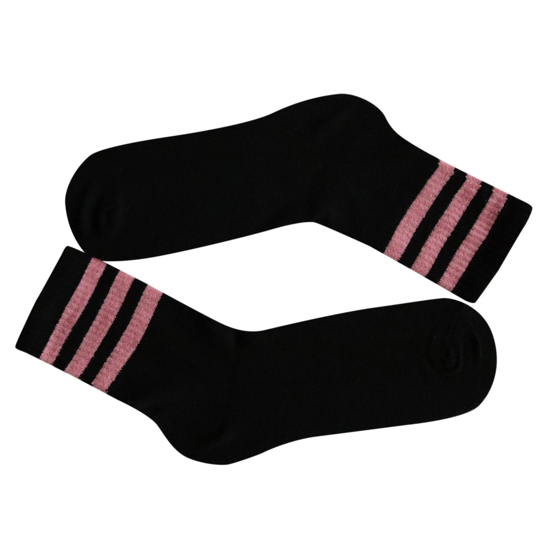 Louluu Women 3Stripe Black-Pink Colour Tennis Socks | Fashiontight UK