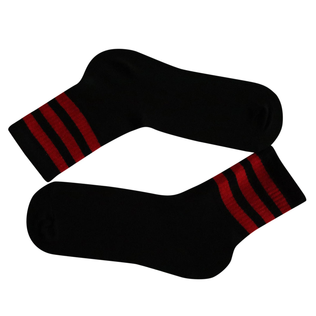 Louluu Women 3Stripe Black-Red Colour Tennis Socks | Fashiontight UK