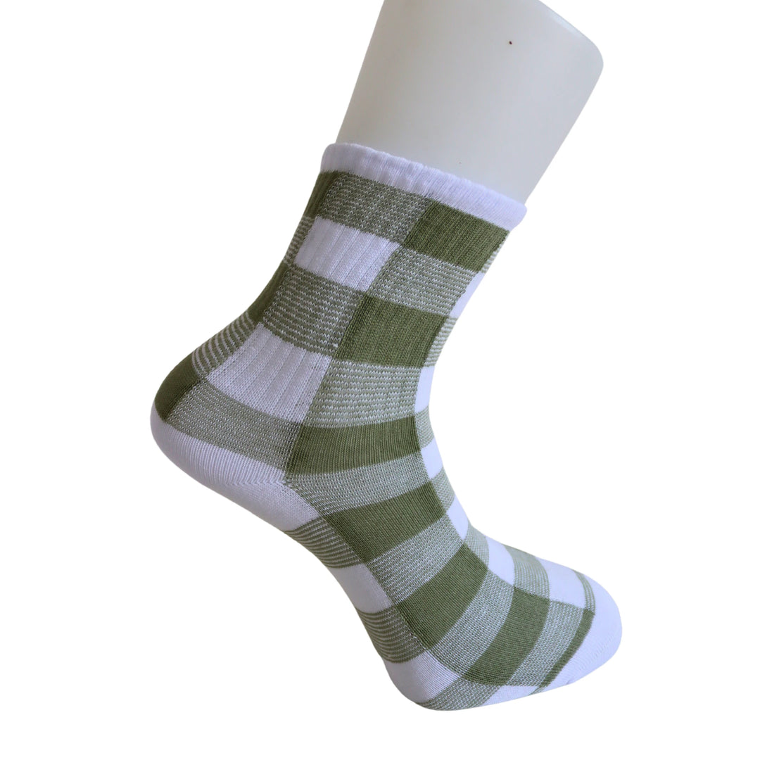 Louluu Women Green Stripe White Colour Tennis Socks | Fashiontight UK