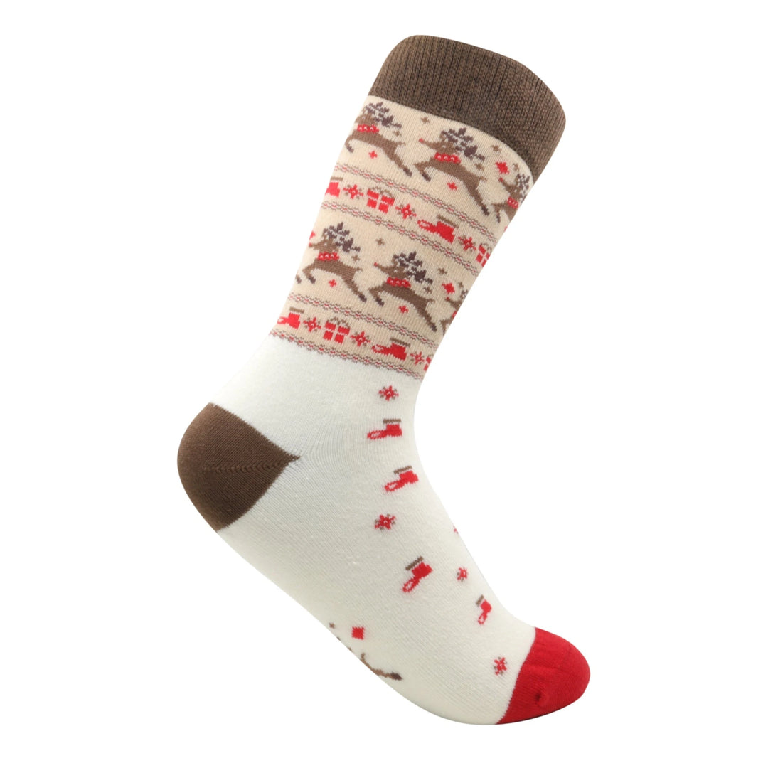 Louluu Colourful Cream Christmas Socks | Fashiontight UK