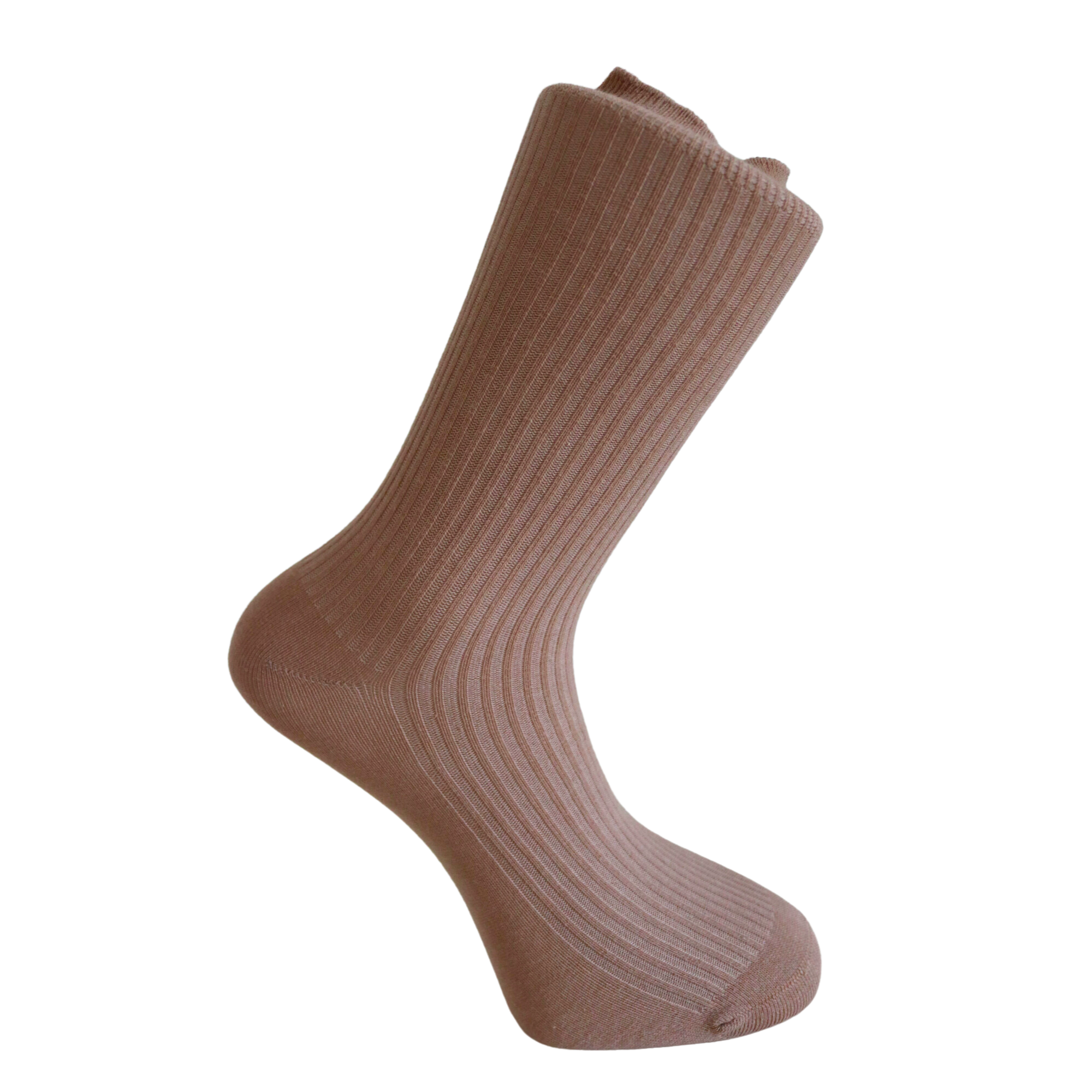 Louluu Women Classic Beige Ribbed Cotton Socks