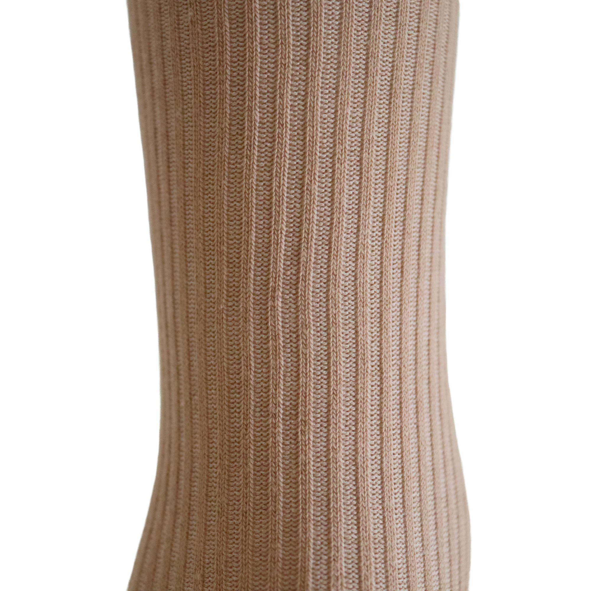 Louluu Women Classic Beige Ribbed Cotton Socks