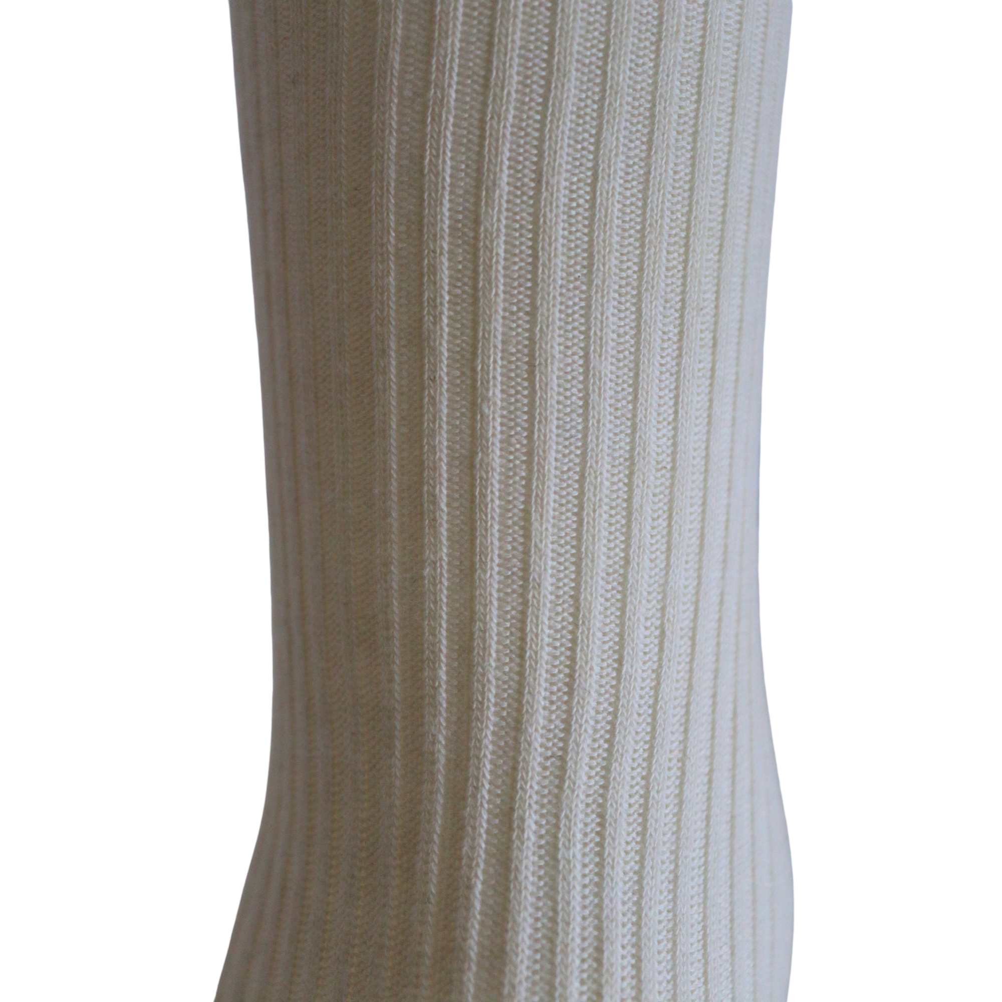 Louluu Women Classic Cream Ribbed Cotton Socks