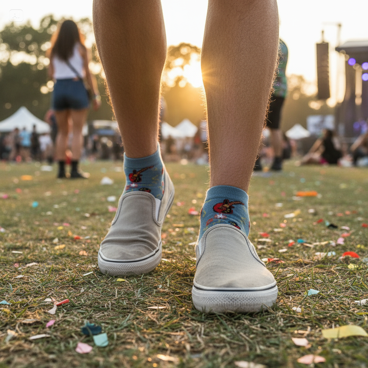 Louluu unisex cotton low cut socks — lifestyle on feet