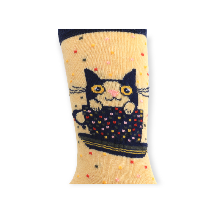 Louluu unisex combed cotton Cat socks — side profile view, breathable &amp; comfortable | Louluu