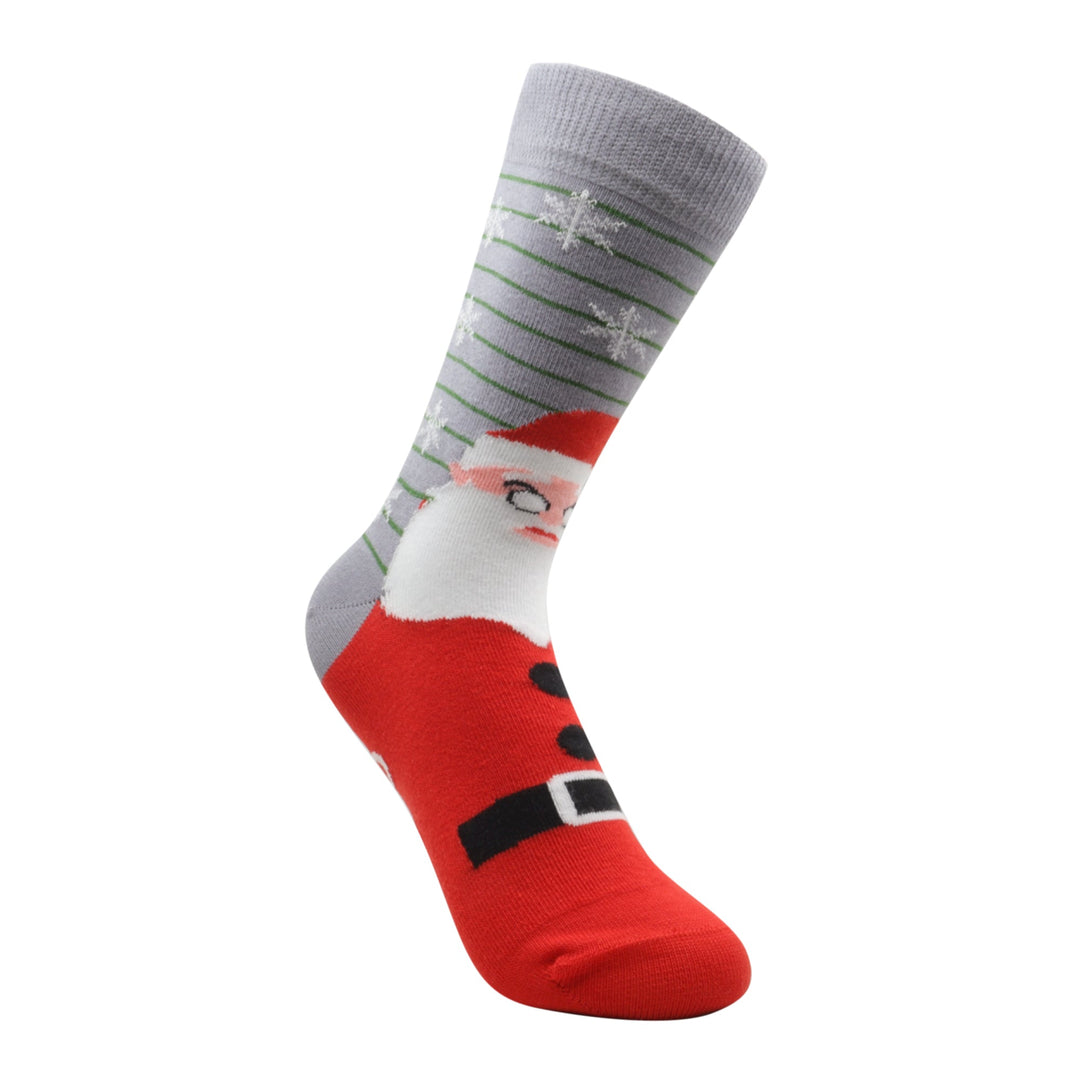 Louluu unisex combed cotton Red Christmas socks — side profile view, breathable &amp; comfortable | Louluu