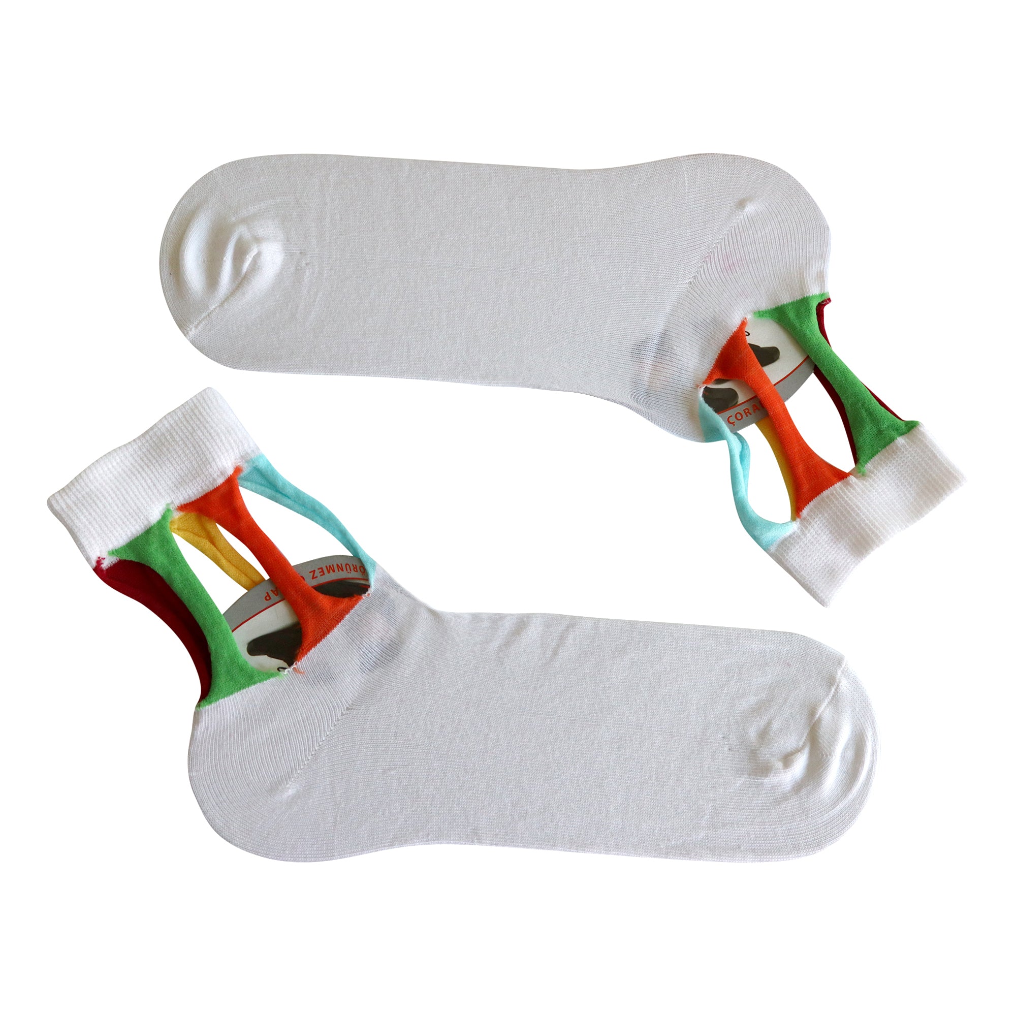 Louluu Women Torn Design White Color Ankle Socks