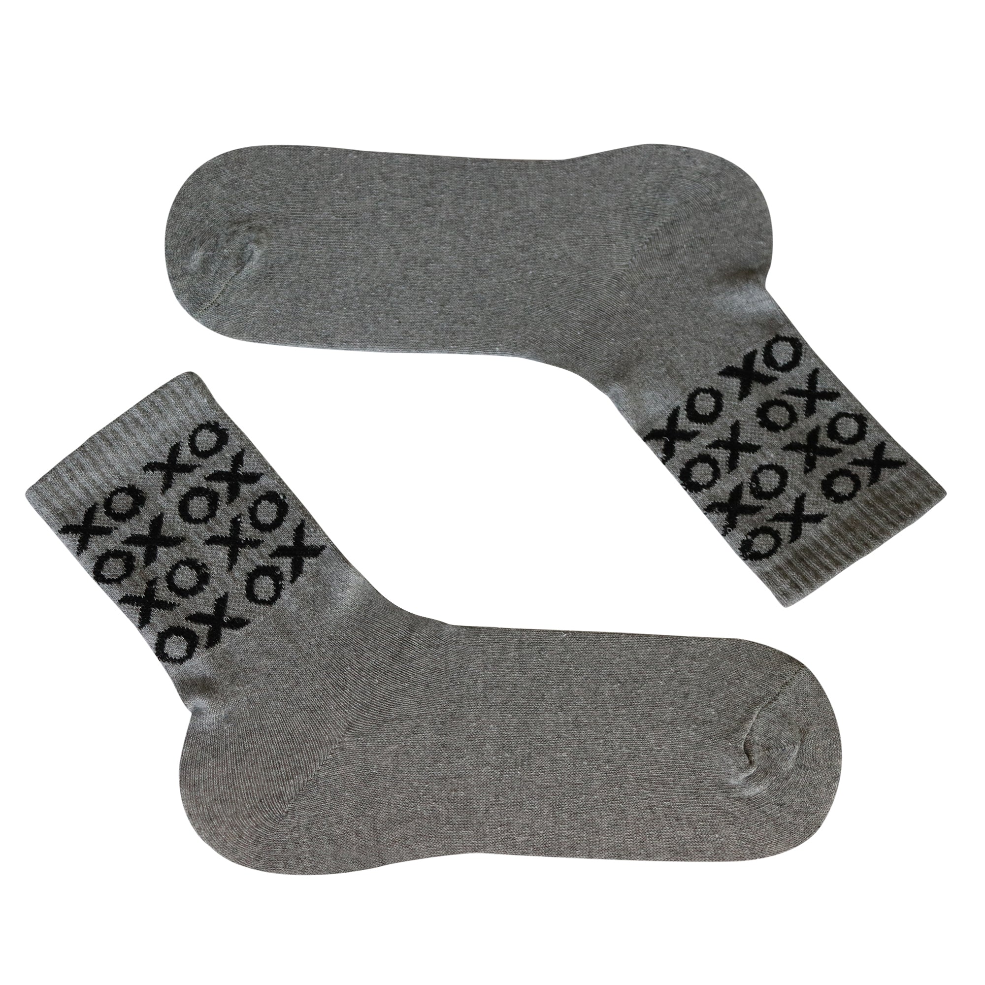 Louluu Women XOX Grey-Black Tennis Ankle Socks