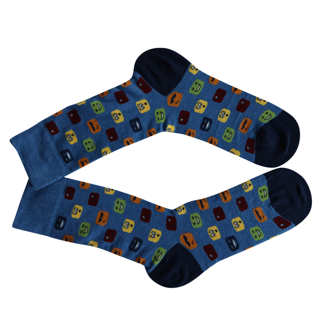 Louluu Men Mood Blue Colour Crew Socks