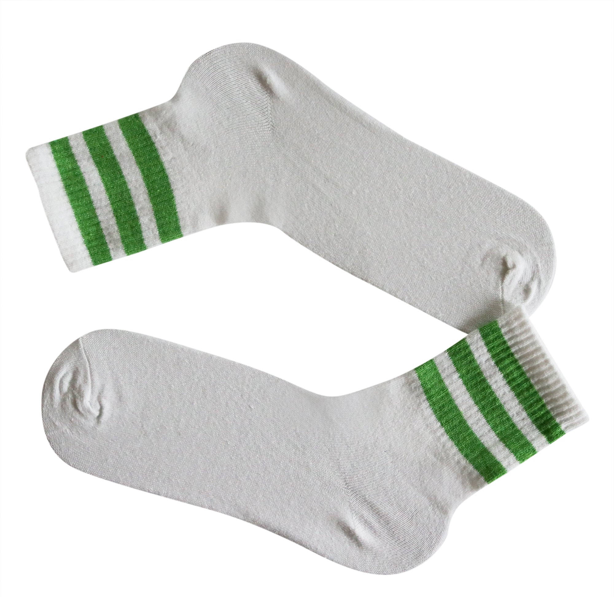 Louluu Women 3Stripe White-Green Colour Tennis Socks
