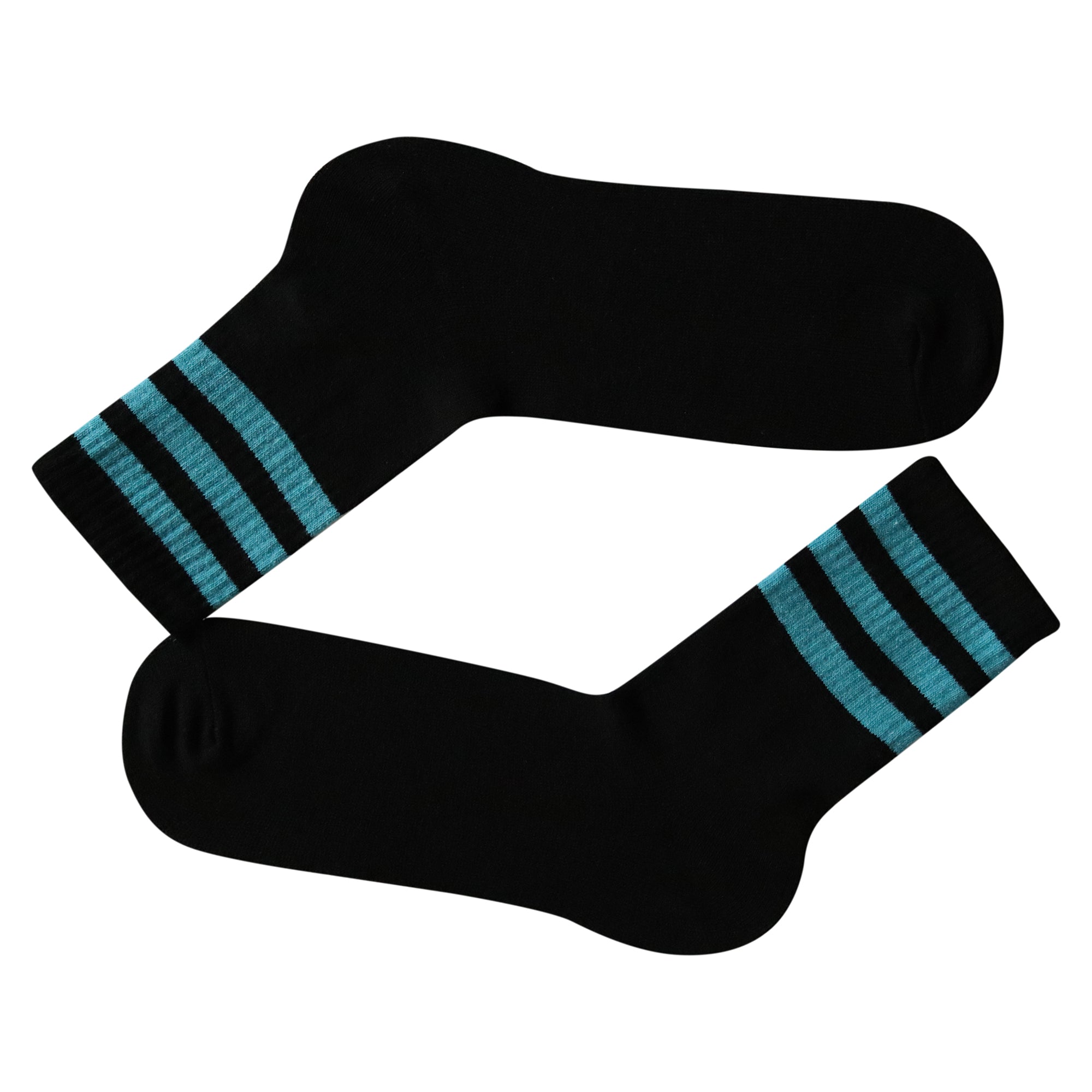 Louluu Women 3Stripe Black-Turquoise Colour Tennis Socks