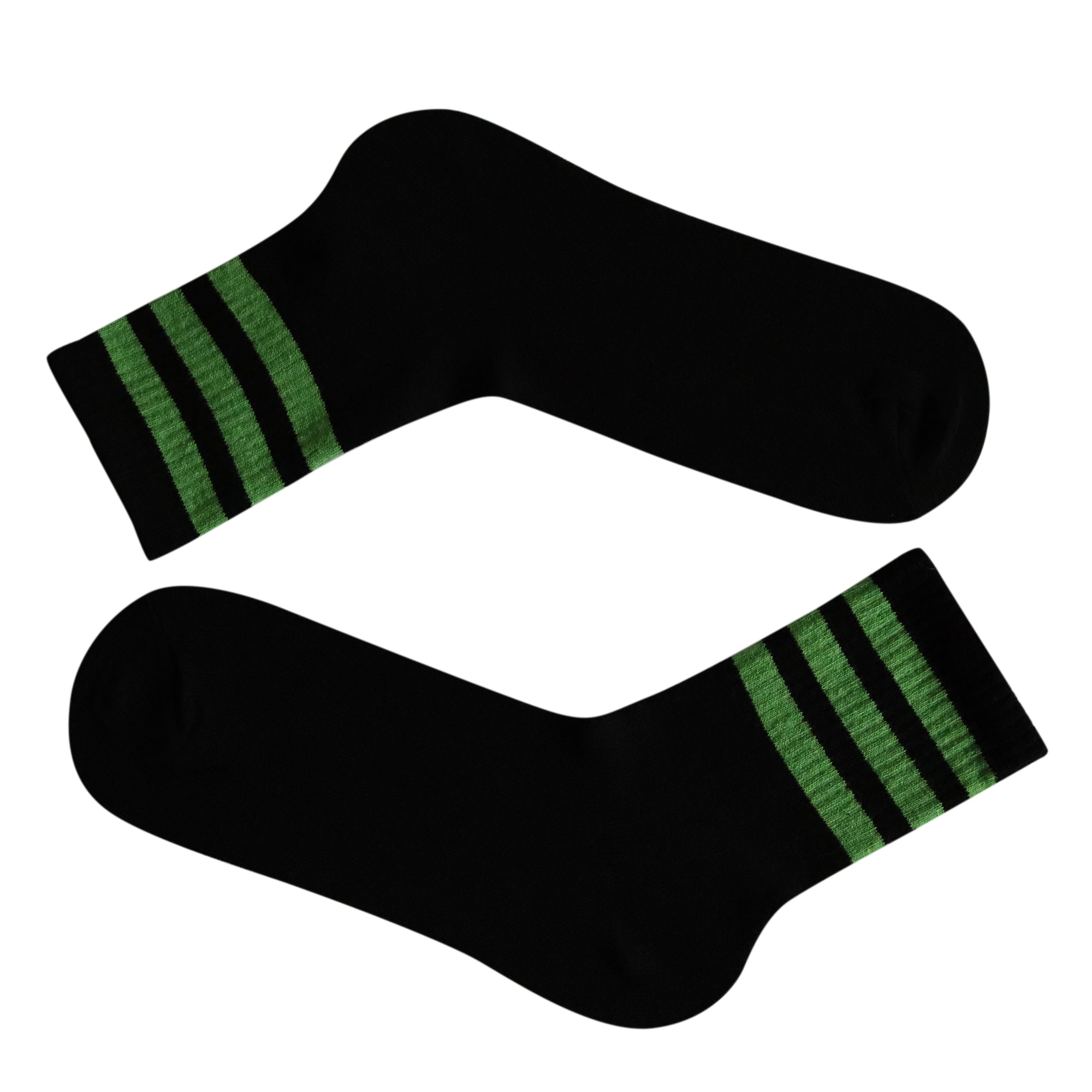 Louluu Women 3Stripe Black-Green Colour Tennis Socks