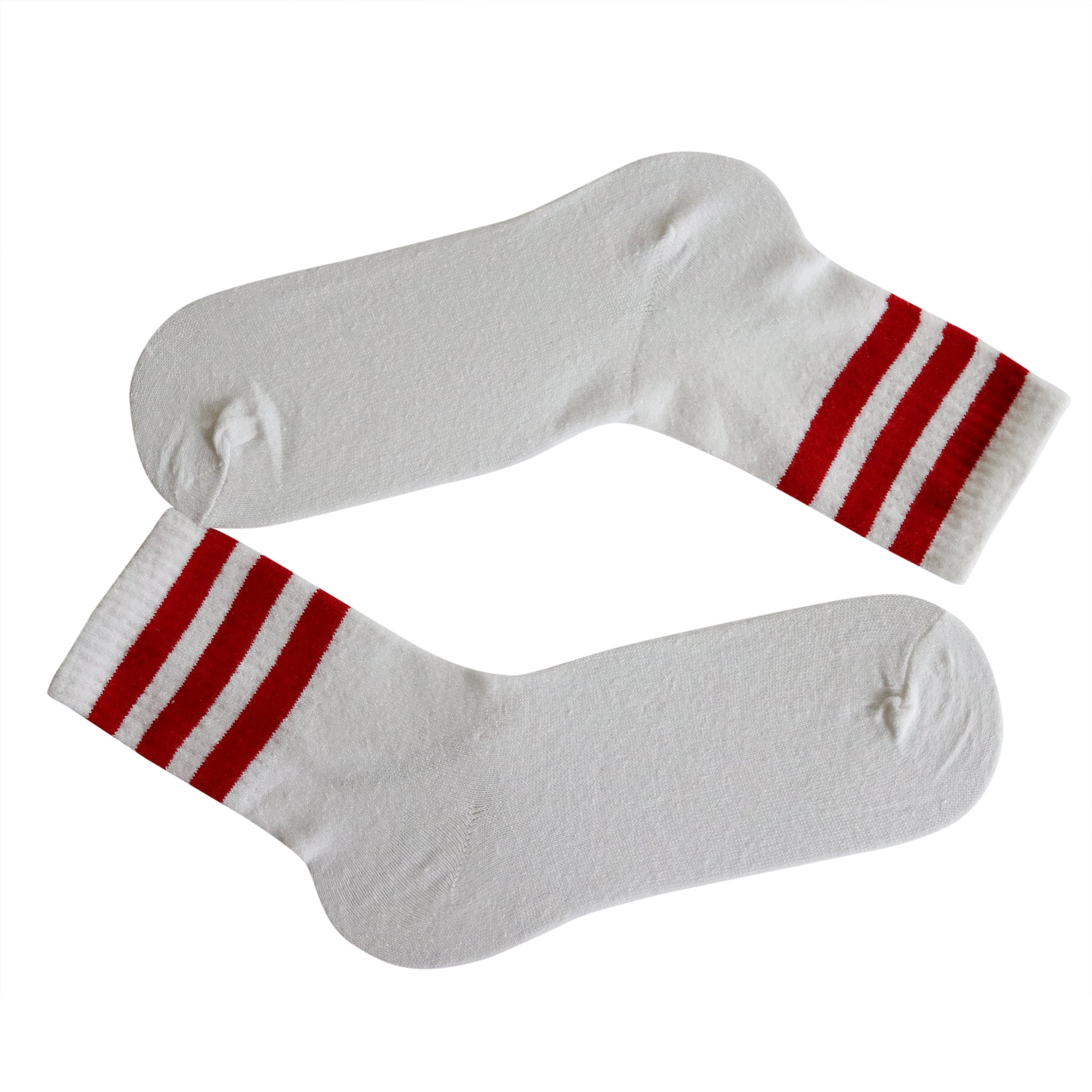 Louluu Women 3Stripe White-Red Colour Tennis Socks