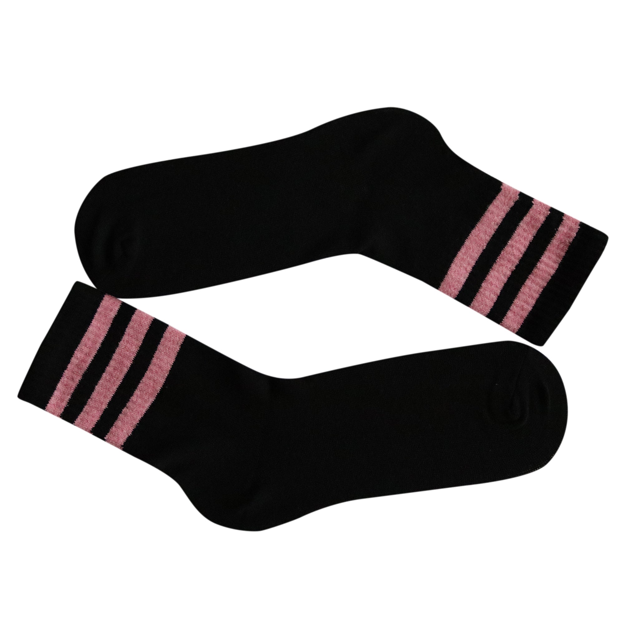 Louluu Women 3Stripe Black-Pink Colour Tennis Socks