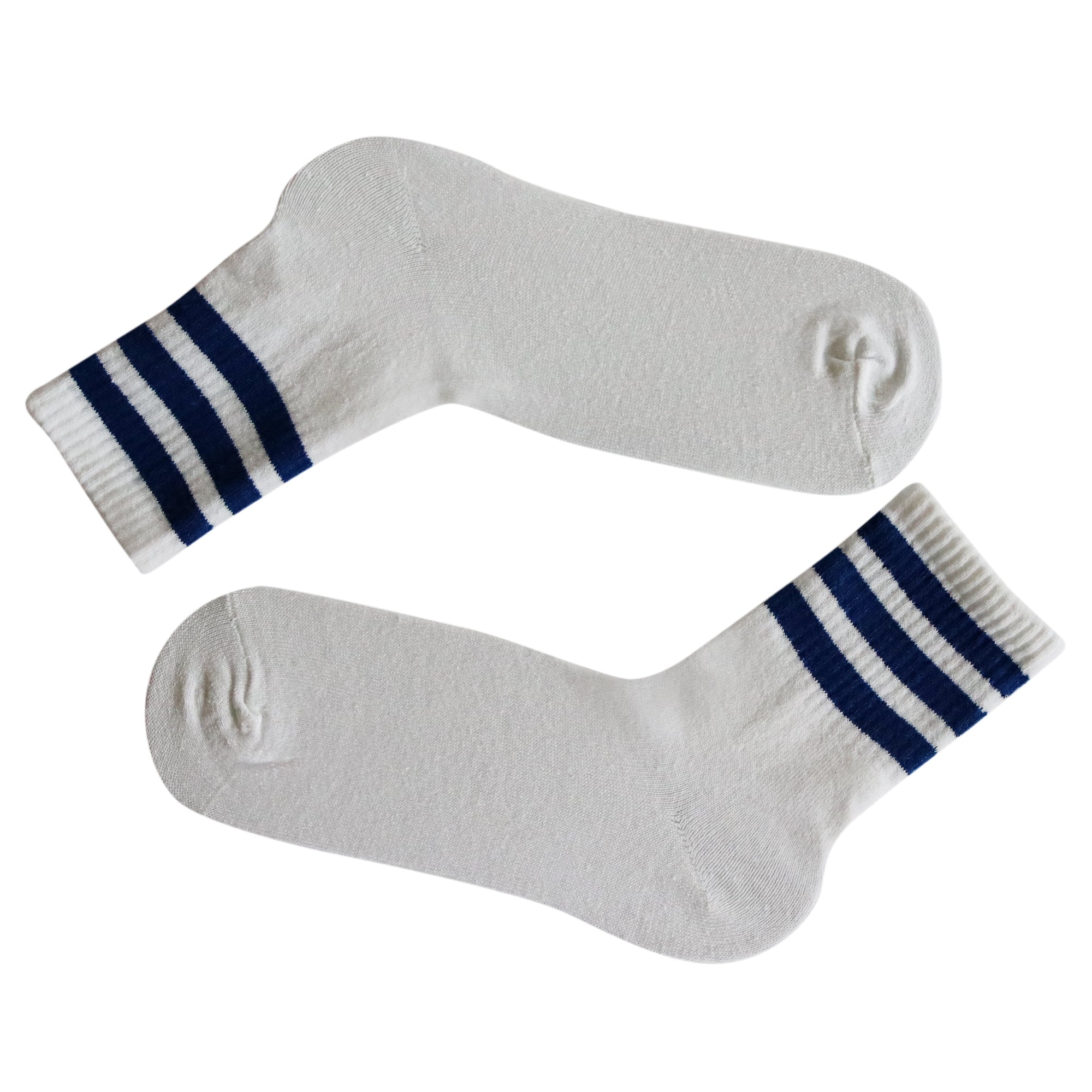 Louluu Women 3Stripe White-Dark Blue Colour Tennis Socks