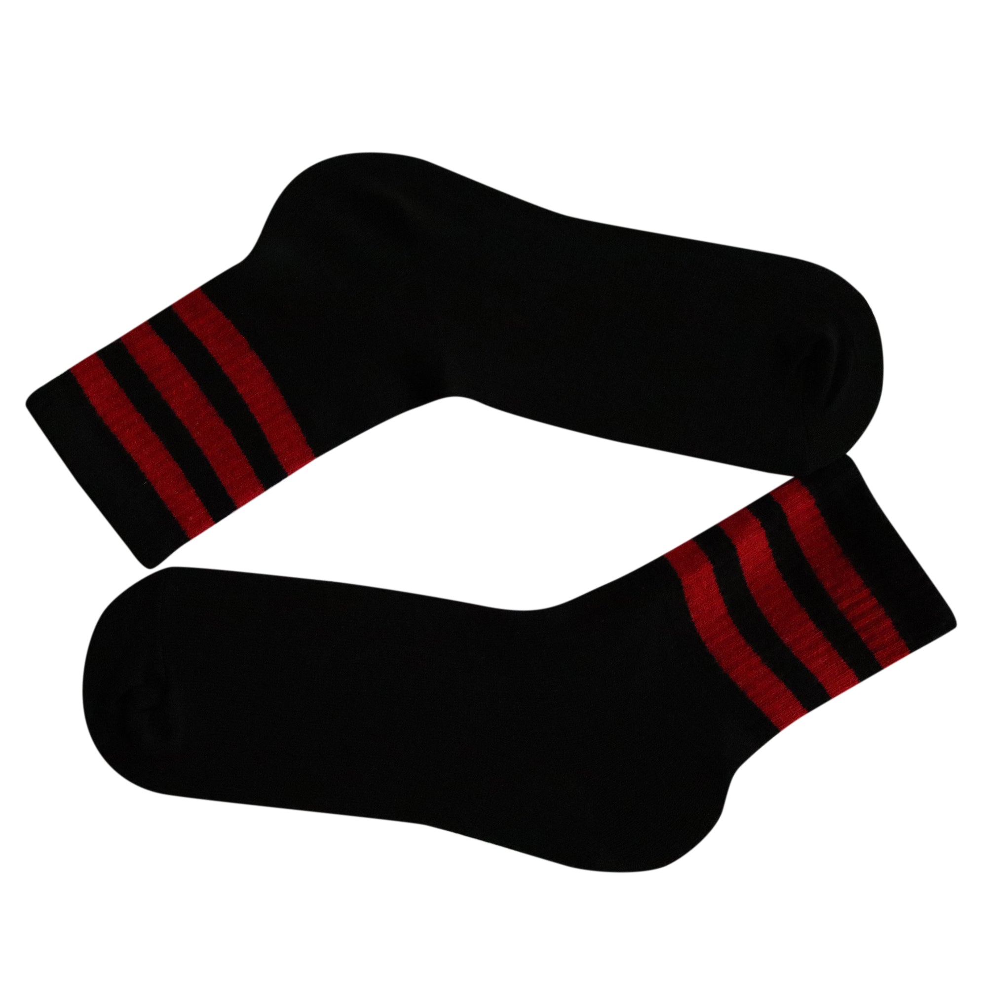 Louluu Women 3Stripe Black-Red Colour Tennis Socks