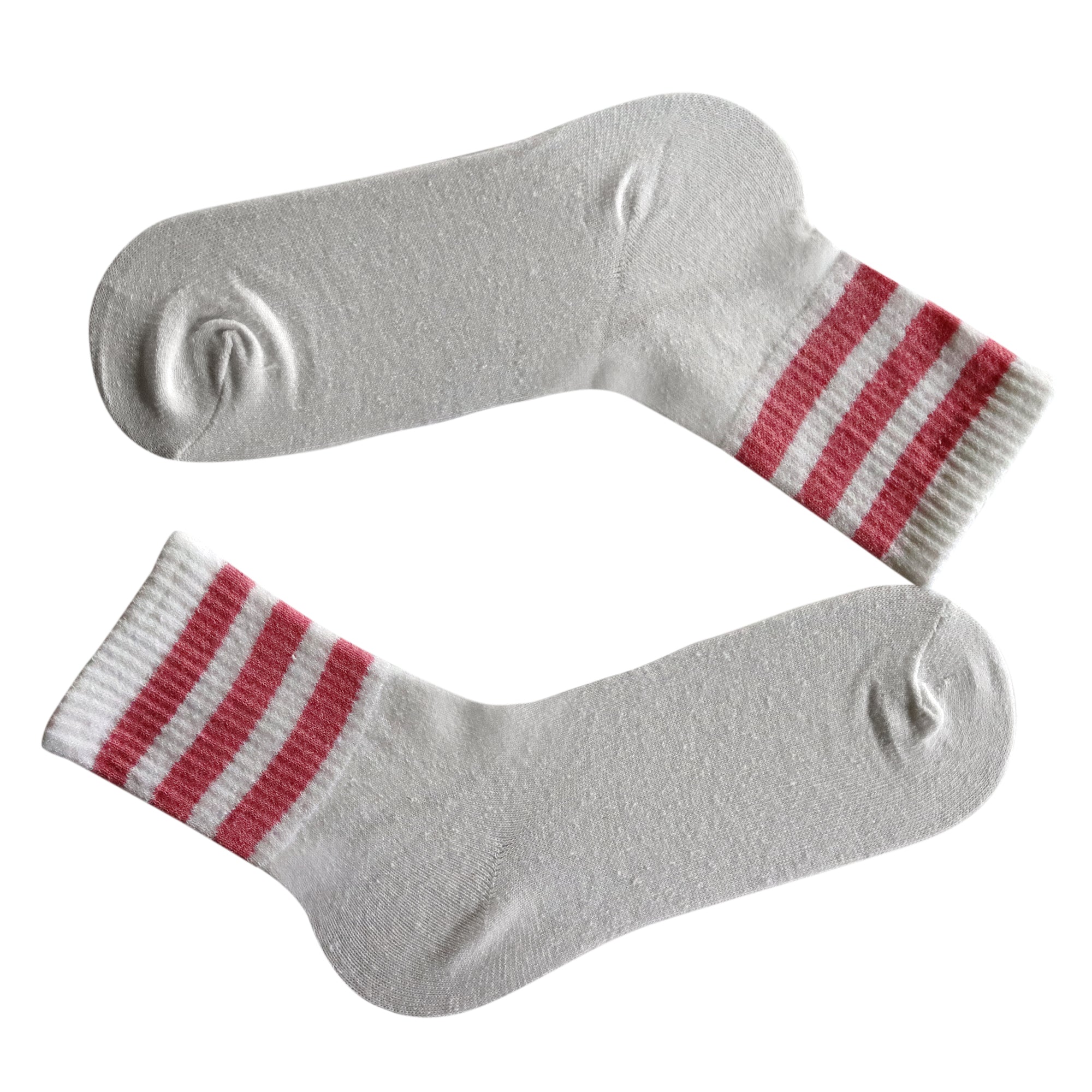 Louluu Women 3Stripe White-Pink Colour Tennis Socks