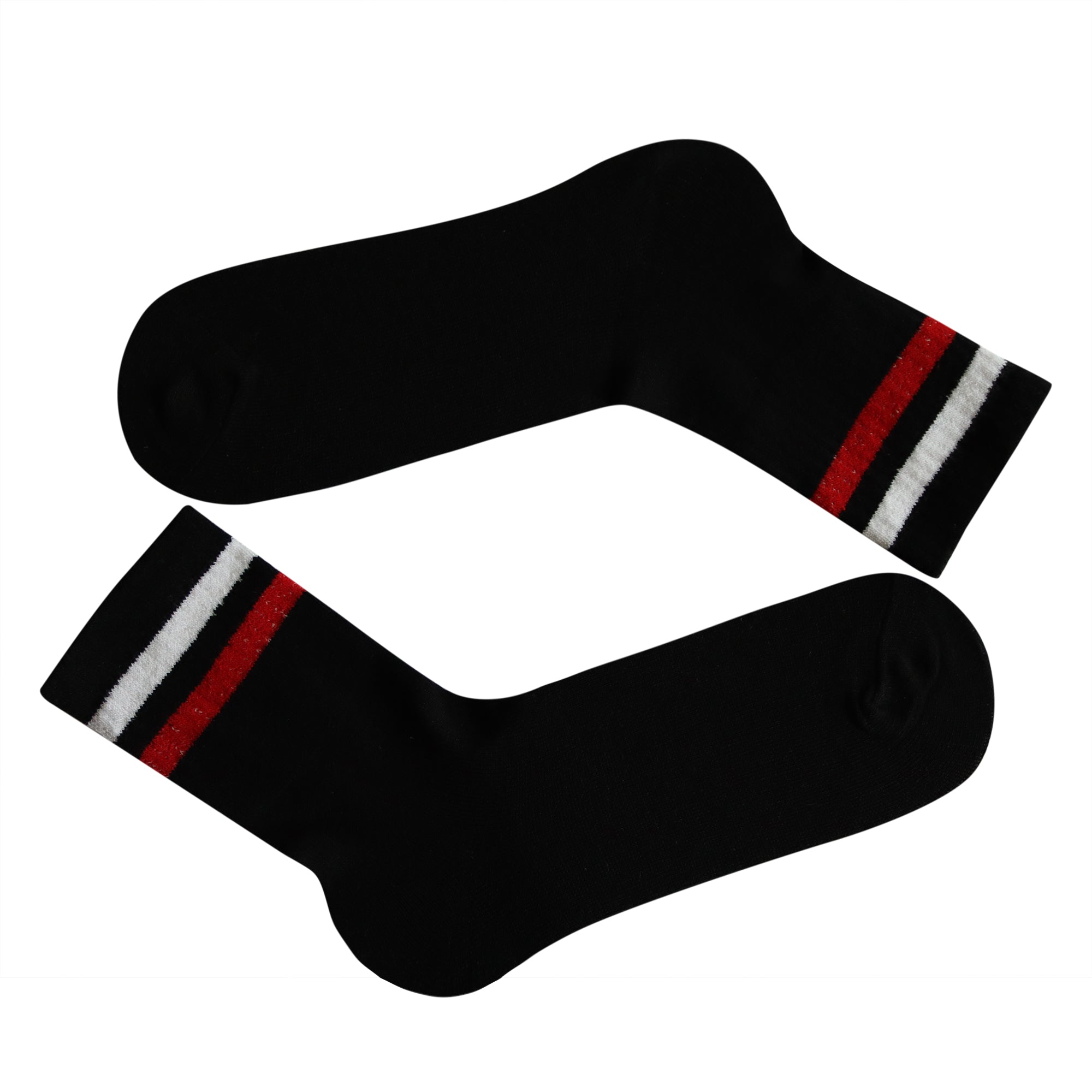 Louluu Women 2Stripe Black Colour Tennis Socks