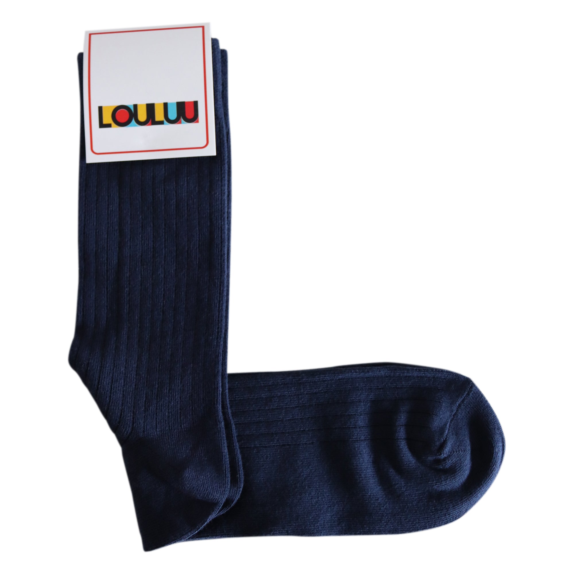 Louluu Man Cotton Dark Blue Crew Socks