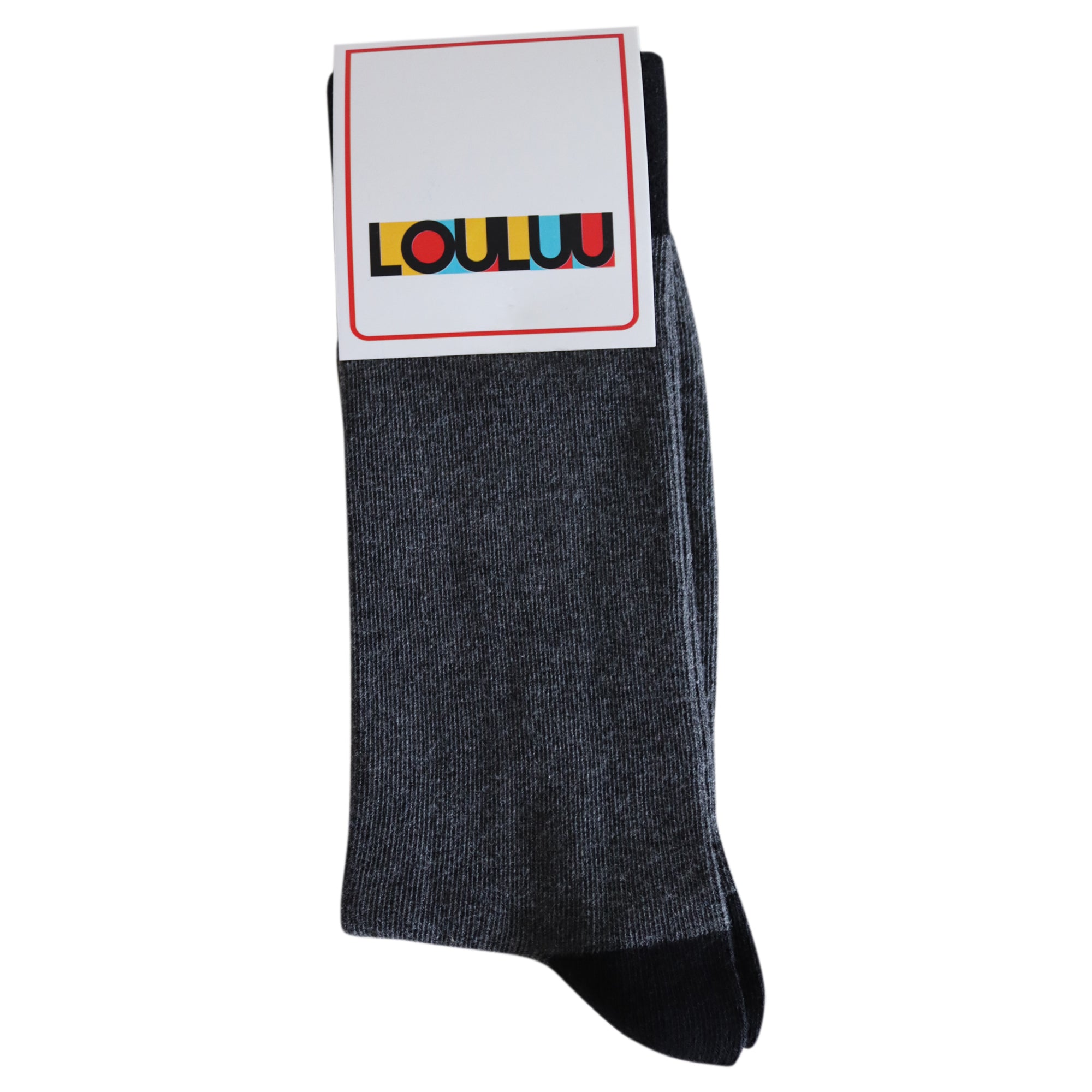 Louluu Man Cotton Grey Crew Socks