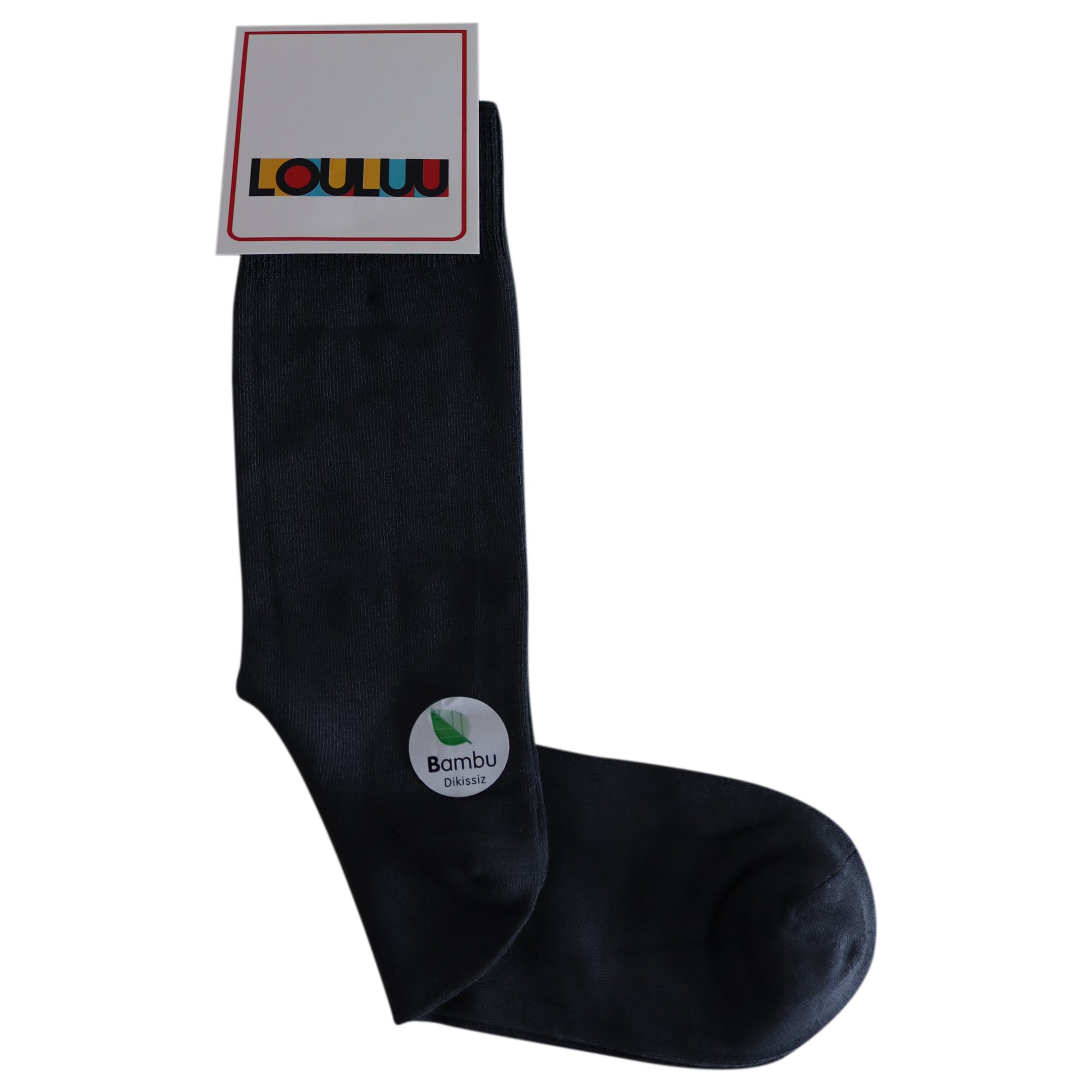 Louluu Bamboo Grey Color Men Crew Socks