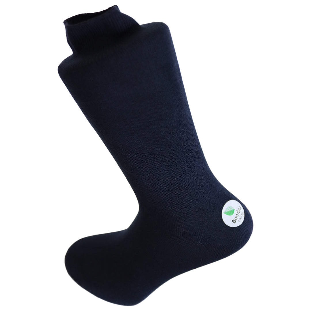 Louluu Bamboo Dark Blue Color Men Crew Socks