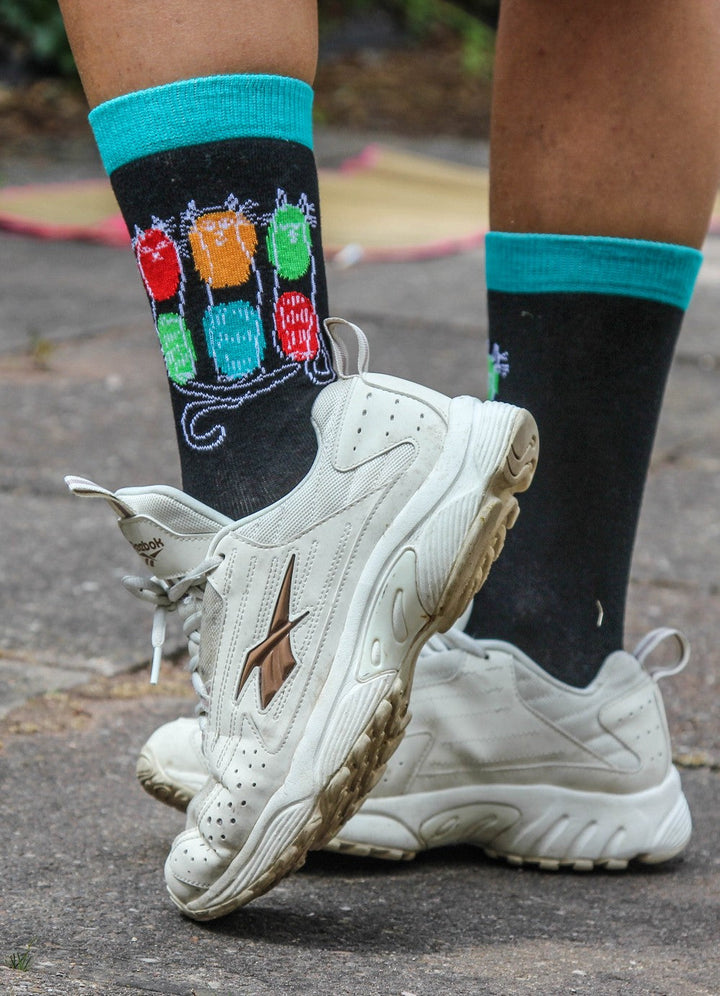 Louluu unisex combed cotton socks — lifestyle on feet
