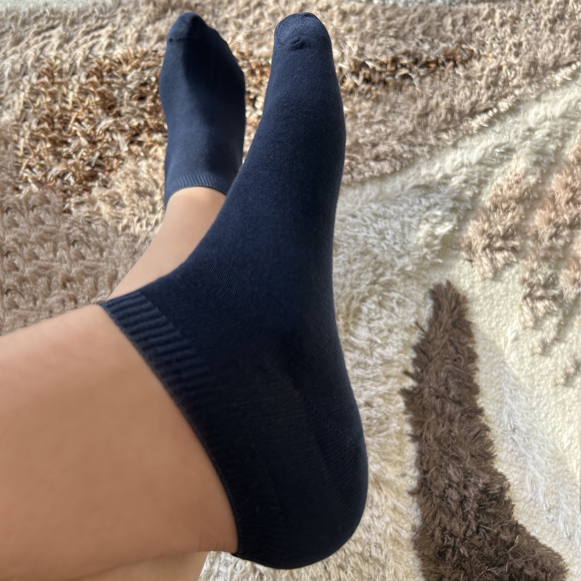 Louluu Men Dark Blue Modal Low Cut Socks