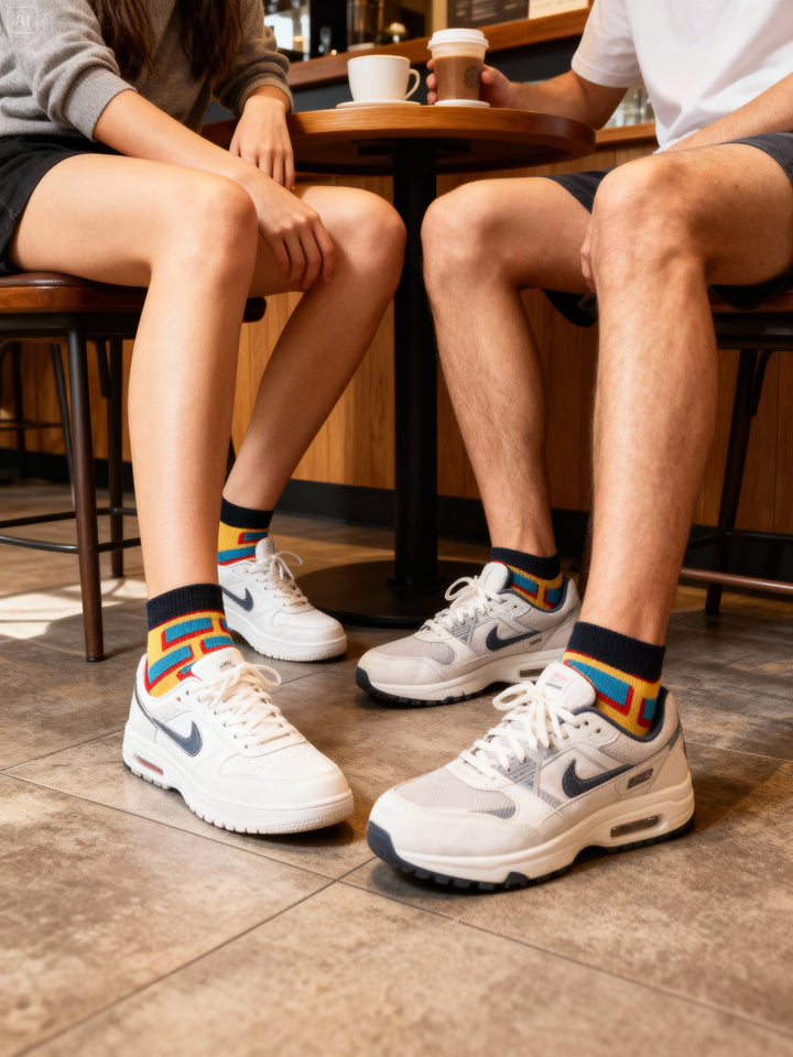 Louluu unisex cotton low cut socks — lifestyle on feet